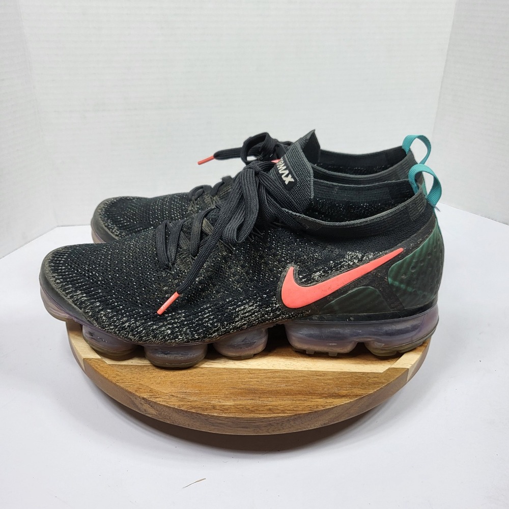 Nike Air VaporMax Flyknit 2 Mens 11 Black Turquoise 942842-003 Good Running Shoe